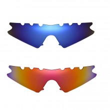 Walleva Polarized Fire Red + Ice Blue Vented Replacement Lenses for Oakley M Frame Sweep Sunglasses